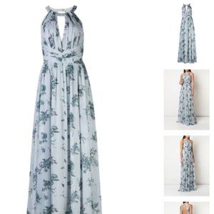 Marchesa Notte Bridesmaids - Blue Floral Gown Size 4